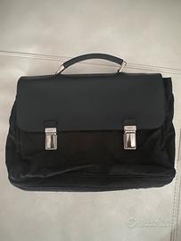 Valigetta pelle e nylon Prada nera