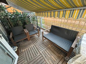 Set giardino legno e rattan piu cuscini