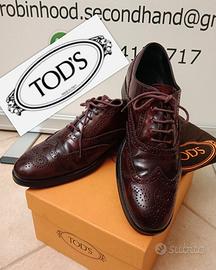 TOD'S SCARPE STRINGATE DONNA OXFORD PELLE BORGOGNA