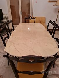 Tavolo con piano in onice  e sedie