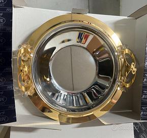 Vassoio tondo Creazioni MSB inox 18/10 e oro 24KT
