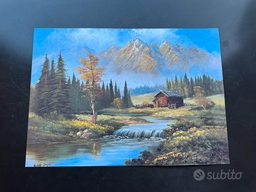 Quadro paesaggistico montano su tela Rudolf Bayer