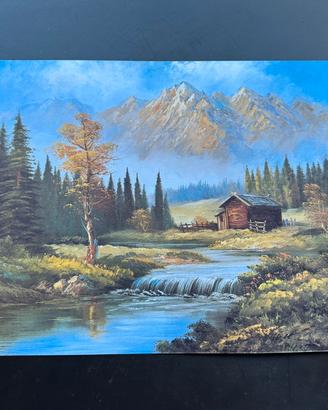 Quadro paesaggistico montano su tela Rudolf Bayer