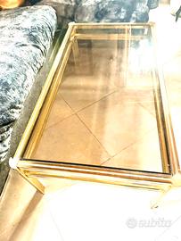 Tavolino in vetro e ottone