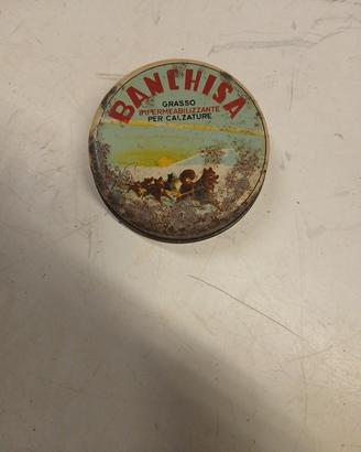 Antica Scatola Latta Pubblicità BANCHISA Grasso Ca