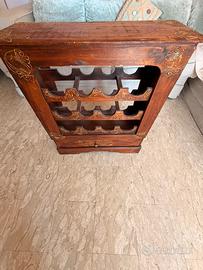 Cantinetta porta bottiglie in legno, stile etnico