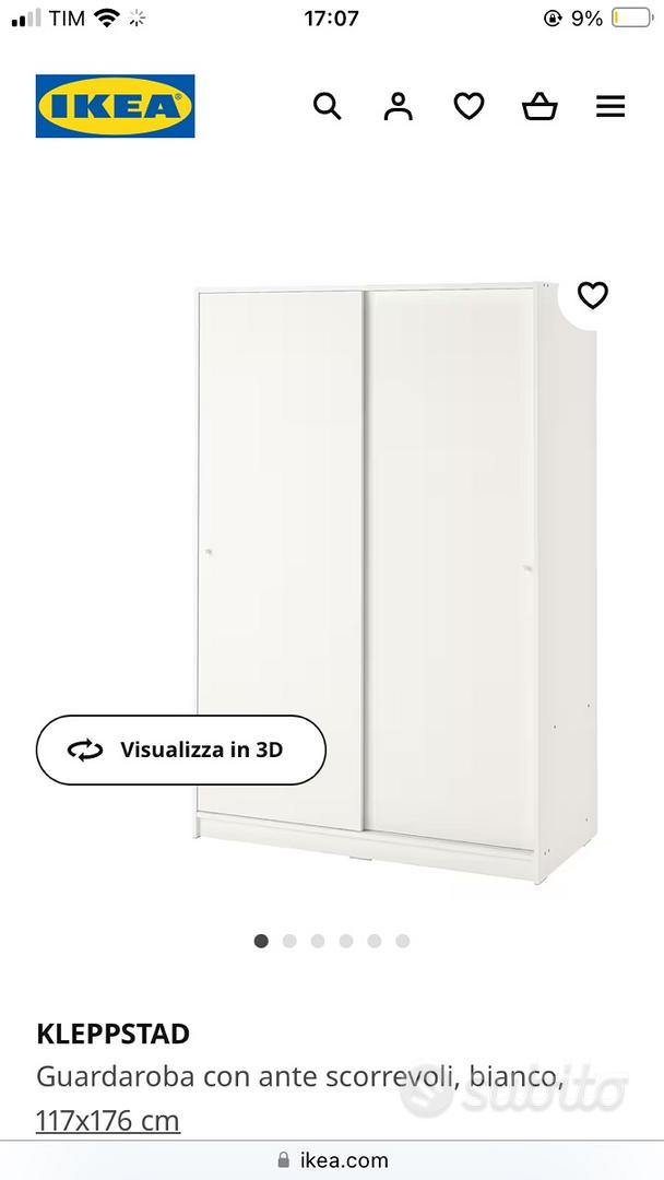 KLEPPSTAD Guardaroba con 3 ante, bianco, 117x176 cm - IKEA Italia