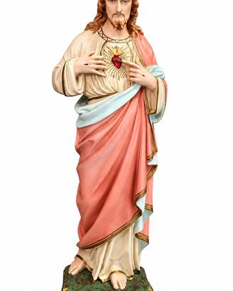 Statua Sacro Cuore di Gesù vintage policroma