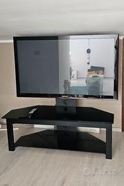 Tavolino in vetro nero con tv samsung