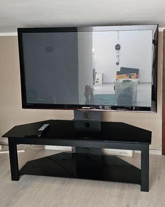 Tavolino in vetro nero con tv samsung