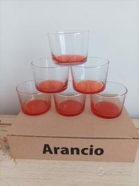 Bicchieri bassi colore arancio nuovi 