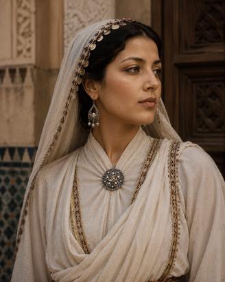 Antico pendente - spilla argento 1900 Maghreb