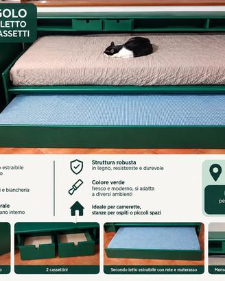 letto singolo con secondo letto estraibile 