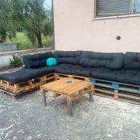 divano angolare da esterno in pallet