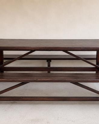 Tavolo in legno di pino con panchine