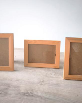 Set 3 Cornici in Legno Chiaro / Naturale