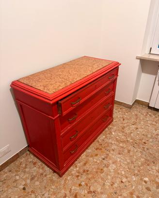 Cassettiera / credenza con marmo rosso di Verona