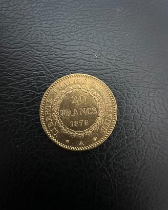 Moneta oro 20 franchi 1876