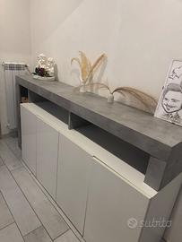 Credenza/ scarpiera grigia e bianca