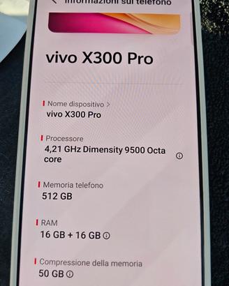 Vivo x300 pro 25 giorni bianco