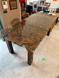 Tavolo artigianale in legno massello + 6 sedie