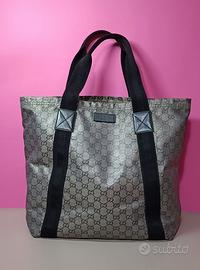 Autentica borsa grande Gucci GG tessuto rivestito 