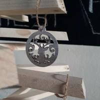 10 addobbi Natale in legno verniciato h. 5,5 cm