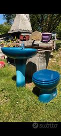 Lavabo con colonna + wc blu Ceramica Dolomite