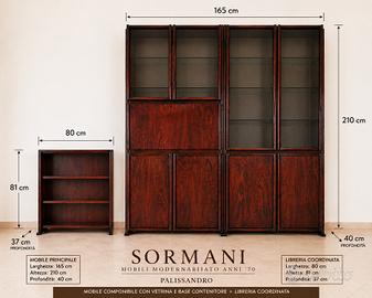 Mobile Sormani palissandro anni 70 + libreria