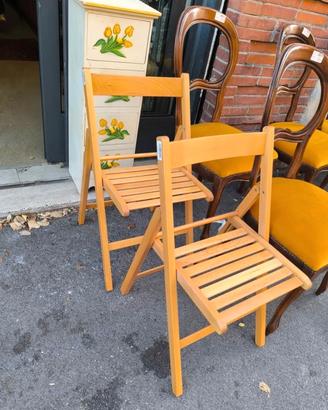 coppia sedie pieghevoli legno