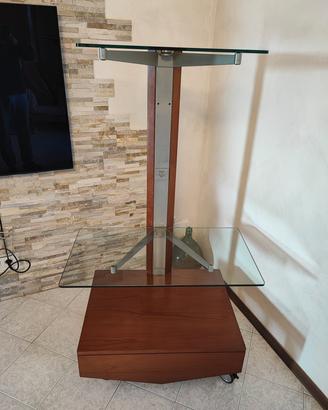 Mobile porta-Tv con ruote in vetro cristallo 