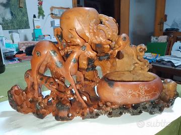 Scultura in steatite asiatica di 1,5kg e 25X15 cm