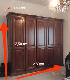 armadio 5 ante in noce arte povera 