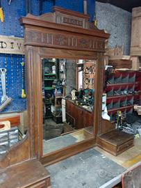 Specchiera antica intarsiata a mano