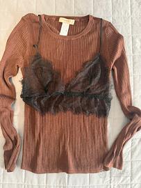 Twin set meravigliosa maglia con bralette pizzo tg
