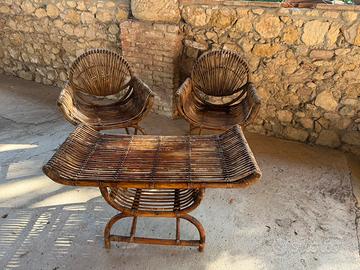 Salottino  vintage rattan/ midollino anni 60/‘70