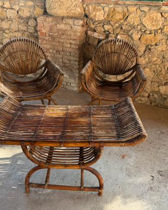 Salottino  vintage rattan/ midollino anni 60/‘70