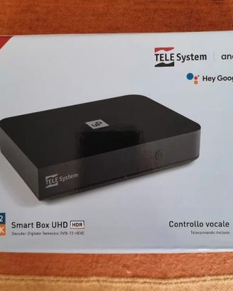 Decoder Smart Box UHD, Android TV, controllo  voca