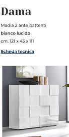 Mobile soggiorno bianco lucido