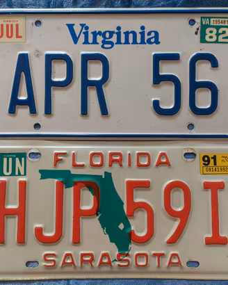Targa Auto Virginia e Florida U.S.A.