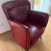 Poltrona bordeaux in Vera Pelle