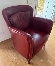 Poltrona bordeaux in Vera Pelle