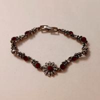 Braccialetto con strass e cristalli rosso bordeaux