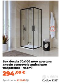 Box doccia angolare 2 pareti nero opaco 70x100