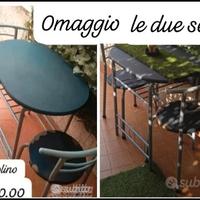 Tavolino da esterno o interno+due sedie 
