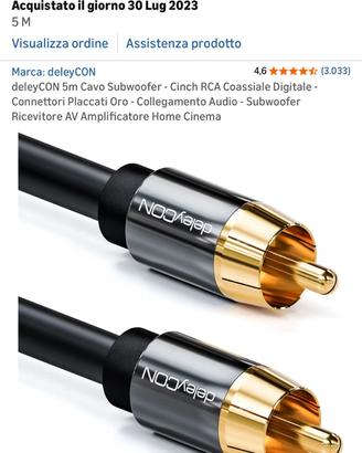 DeleyCON 5m Cavo Subwoofer + Amazon basic rca subw