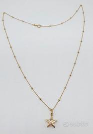 COD.114.26 COLLANA + CIONDOLO STELLA ORO 18K 750