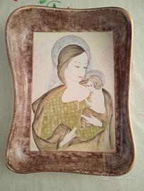 Quadro ceramica,Madonna col Bambino Gesù  Italy
