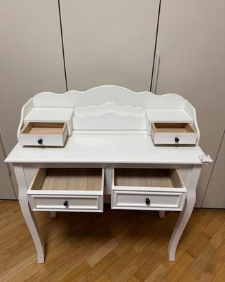 Consolle in legno bianca con portalettere trattabi
