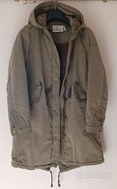 Parka donna Woolrich verde, cappuccio, cerniera XS